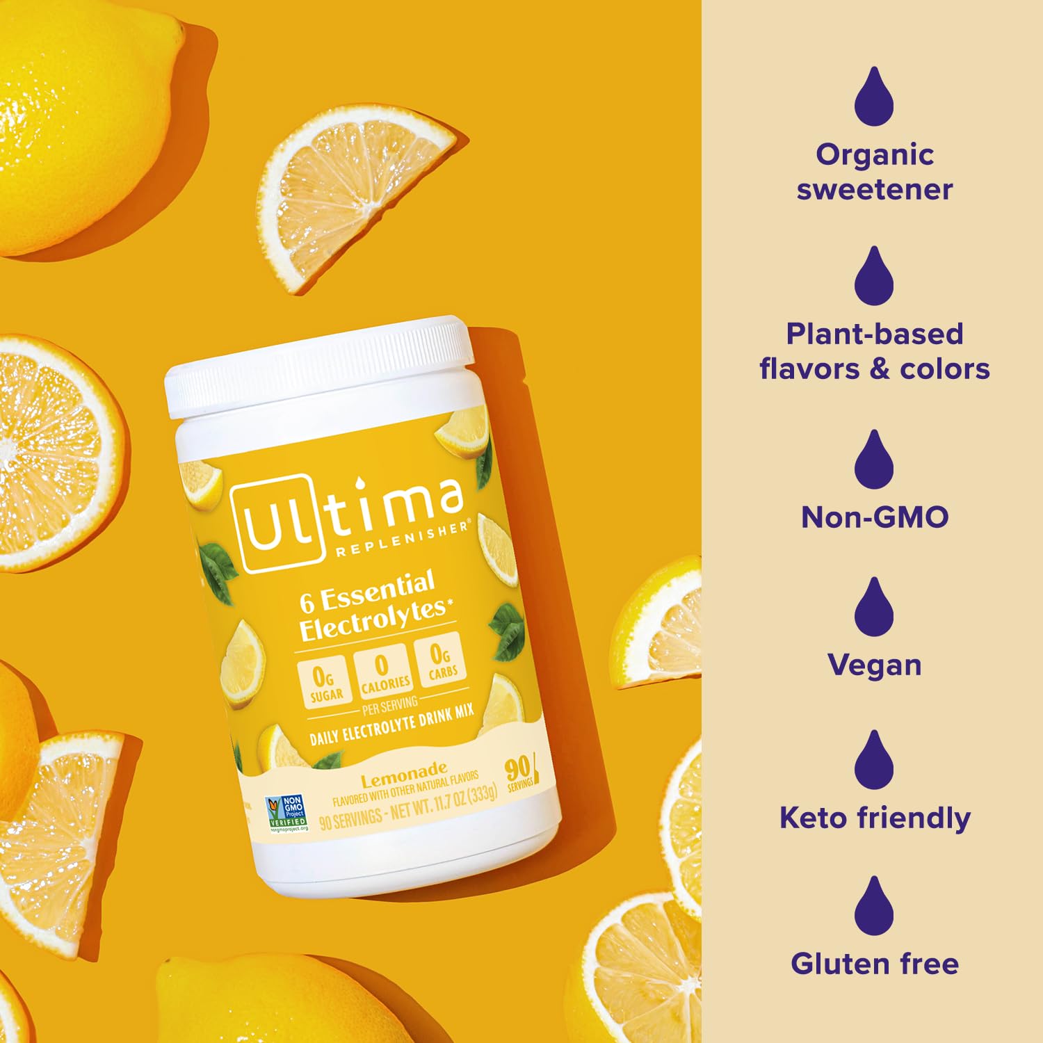 Organic stevia leaves used as natural sweetener in Ultima Replenisher.