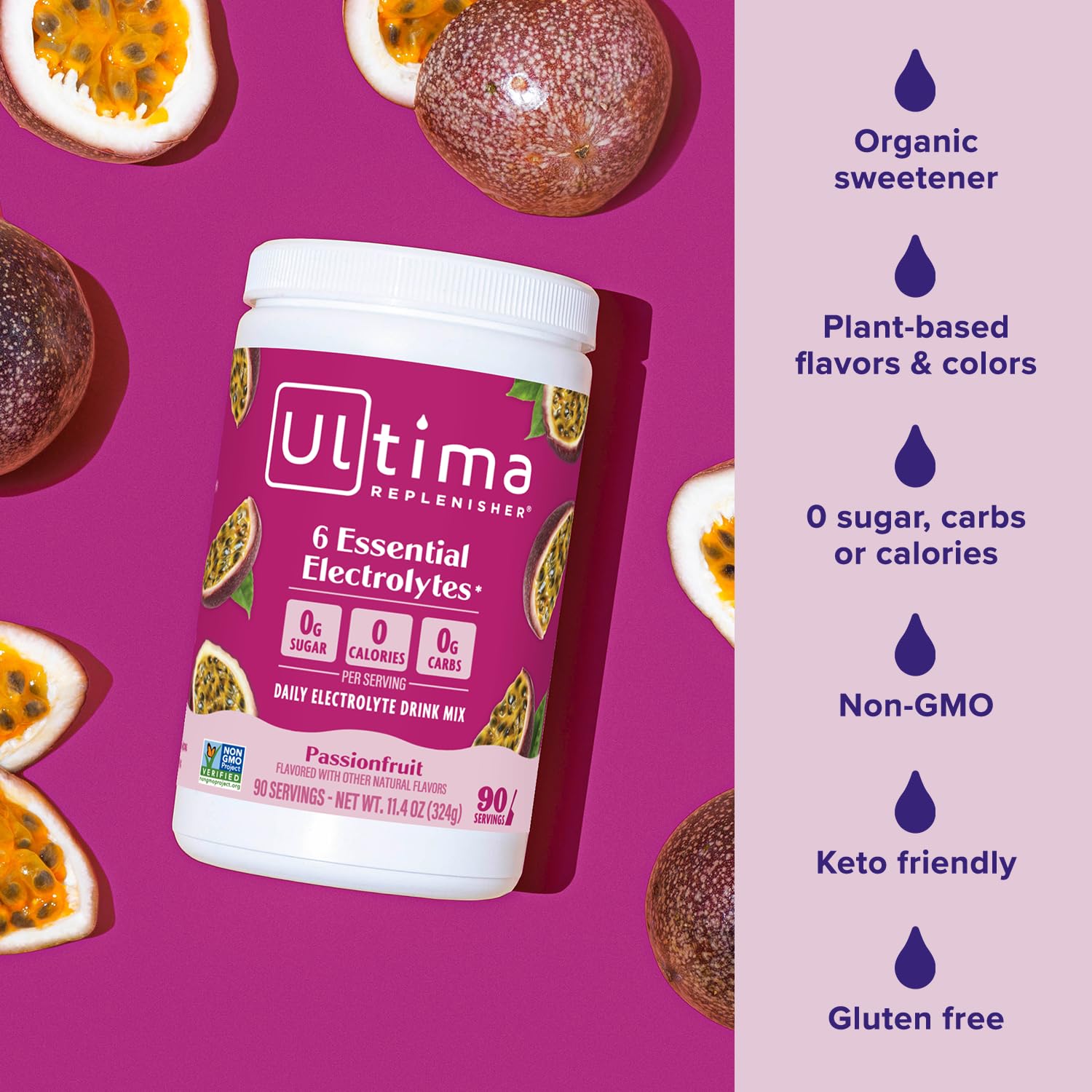 Organic stevia leaf highlight for Ultima Replenisher sweetness