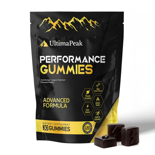 UltimaPeak Pure Himalayan Shilajit Gummies bottle for daily energy and wellness.