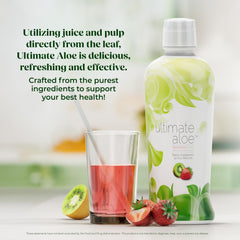 Ultimate Aloe flavor splash showcases strawberry-kiwi taste.