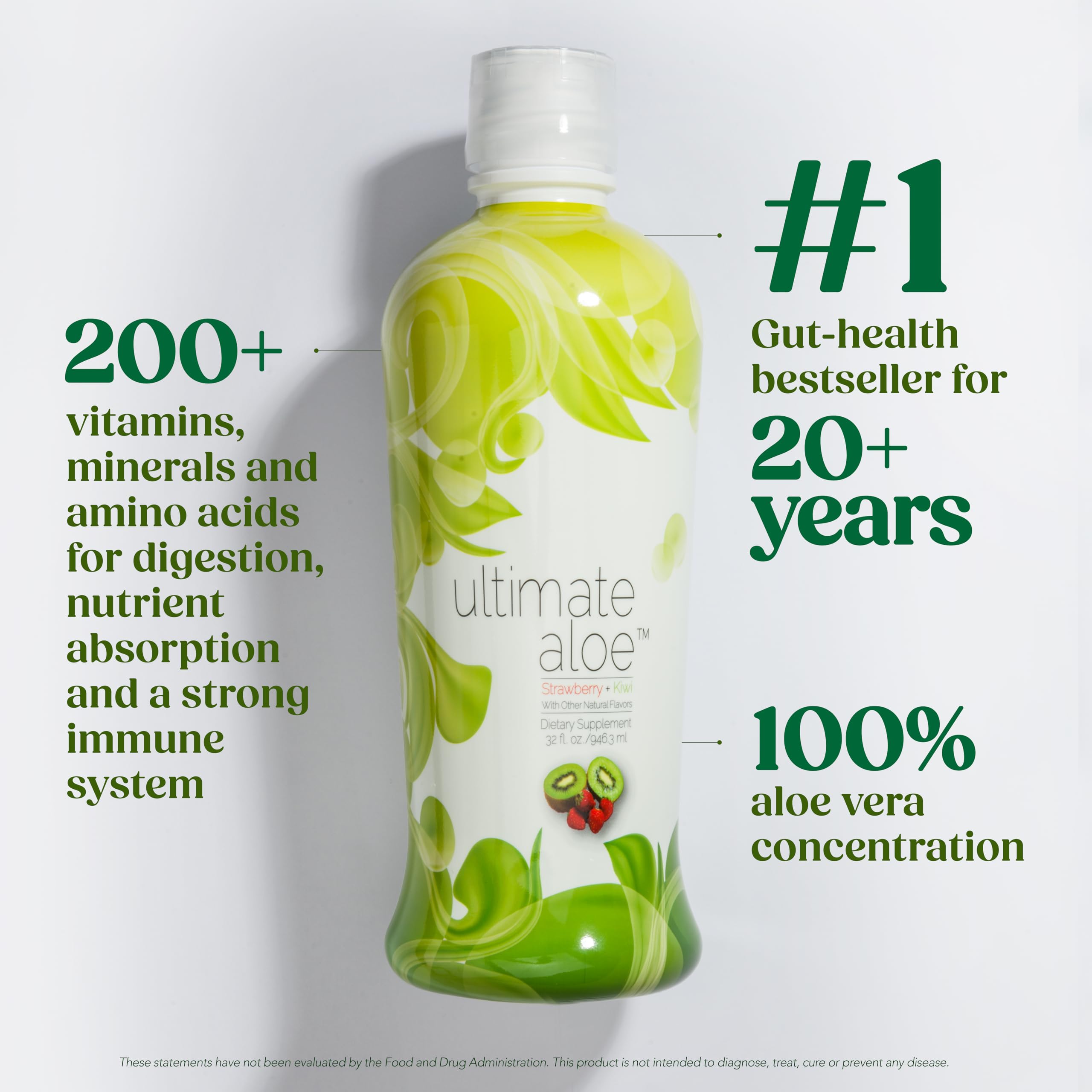 Ultimate Aloe strawberry-kiwi pour highlights smooth texture for easy mixing.