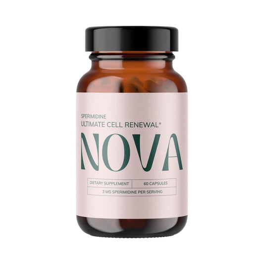 Nova Ultimate Cell Renewal bottle pouring capsules for daily wellness