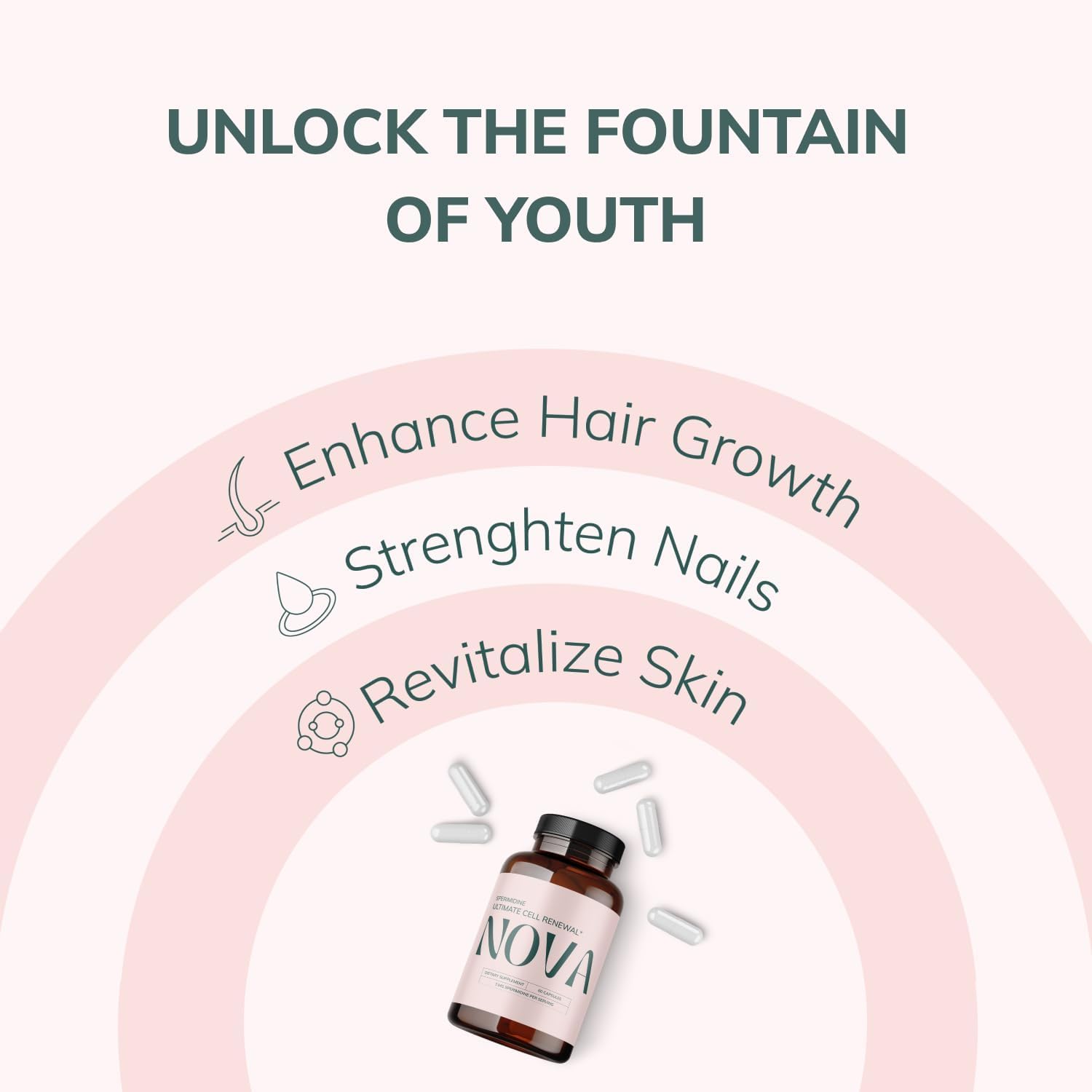 Nova Ultimate Cell Renewal capsules close-up, vegan and pure