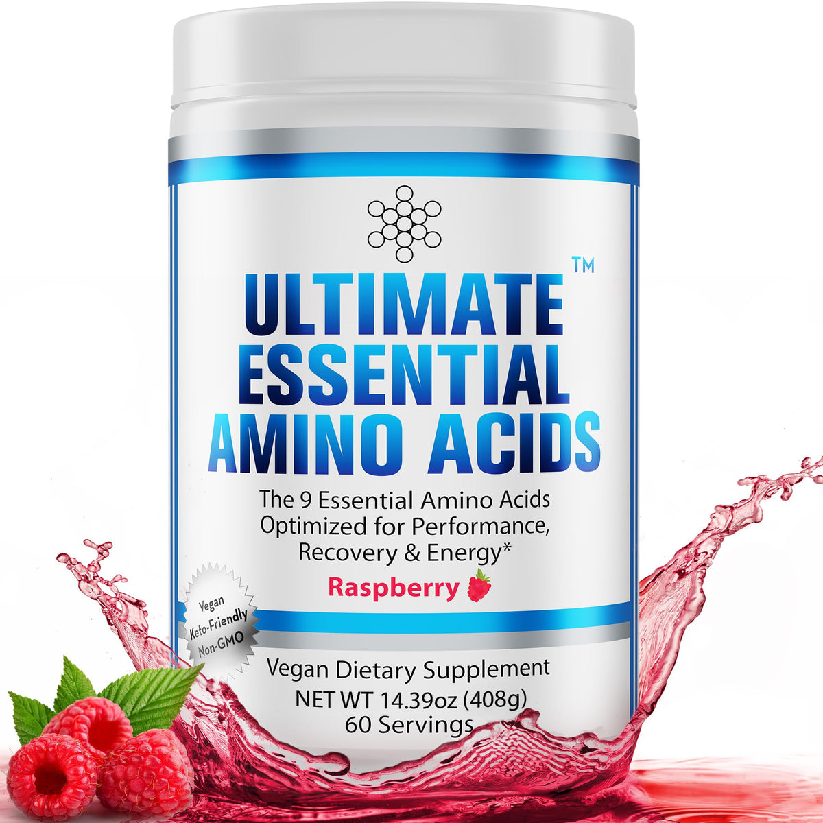 Ultimate Essential Amino Acids Berry bottle front boosts daily energy.