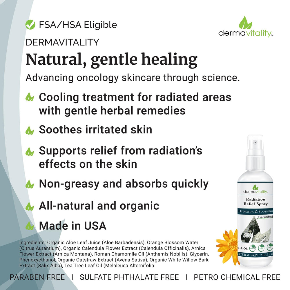Collage of UltimateVitality organic ingredients: calendula, aloe, orange blossom water, oatstraw extracts.