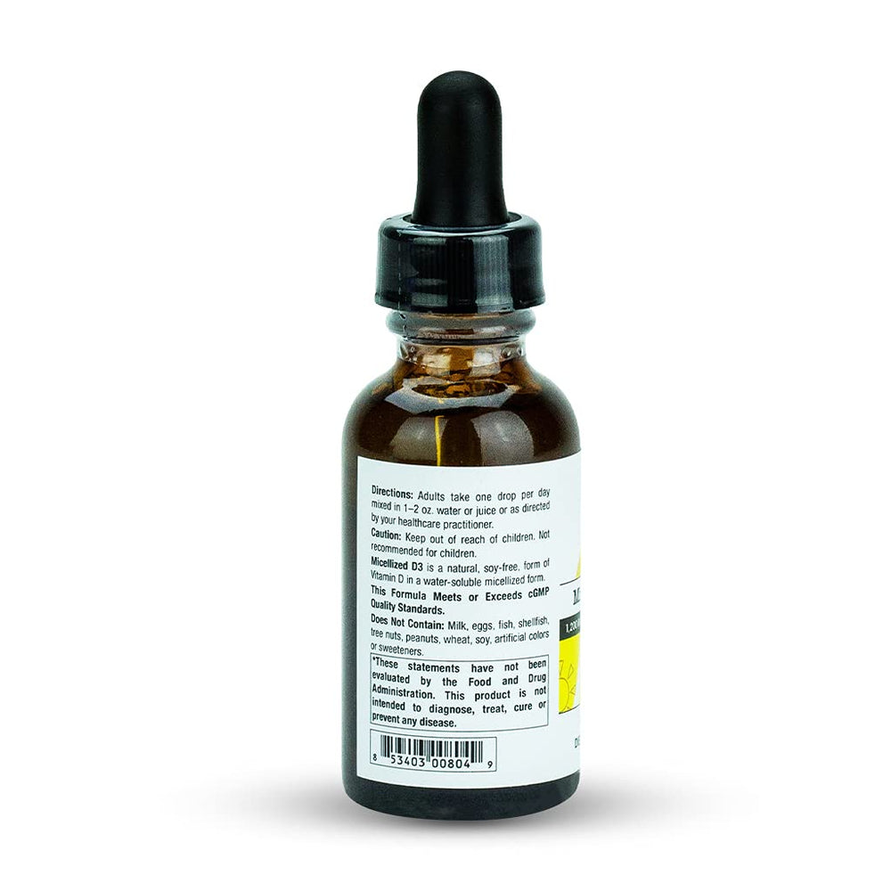 UltimateVitality D3 liquid bottle shows natural, soy-free formulation for everyday wellness.