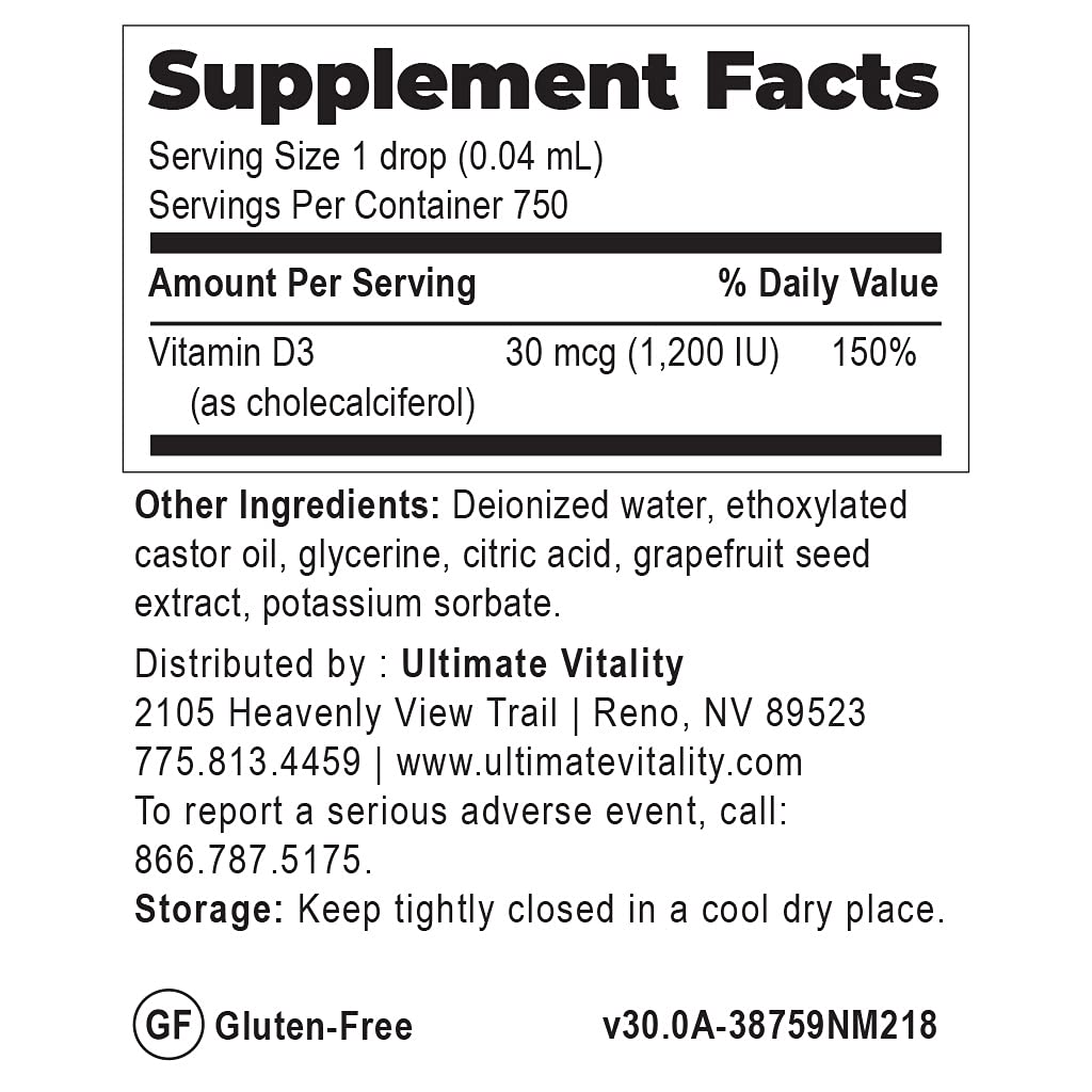 UltimateVitality D3 allergen-free formula image conveys dairy- and soy-free use.