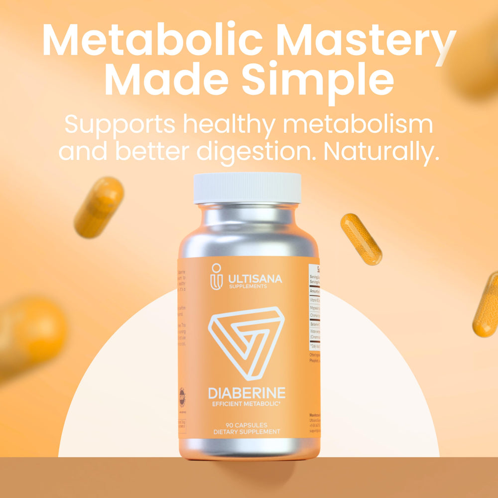 Ultisana Diaberine HCL ingredients panel highlights chromium and magnesium for absorption.
