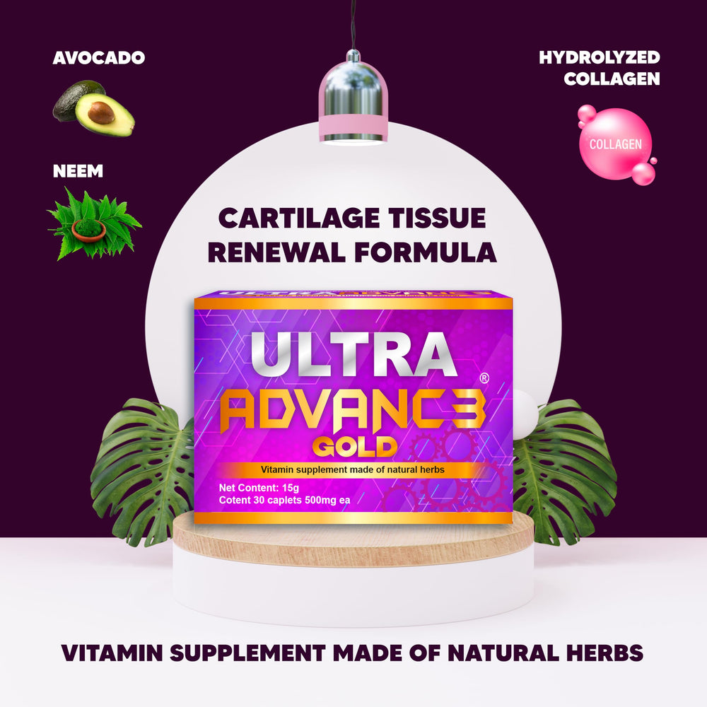 Label detail of Ultra Advance 3 Gold showing traditional herb blend.