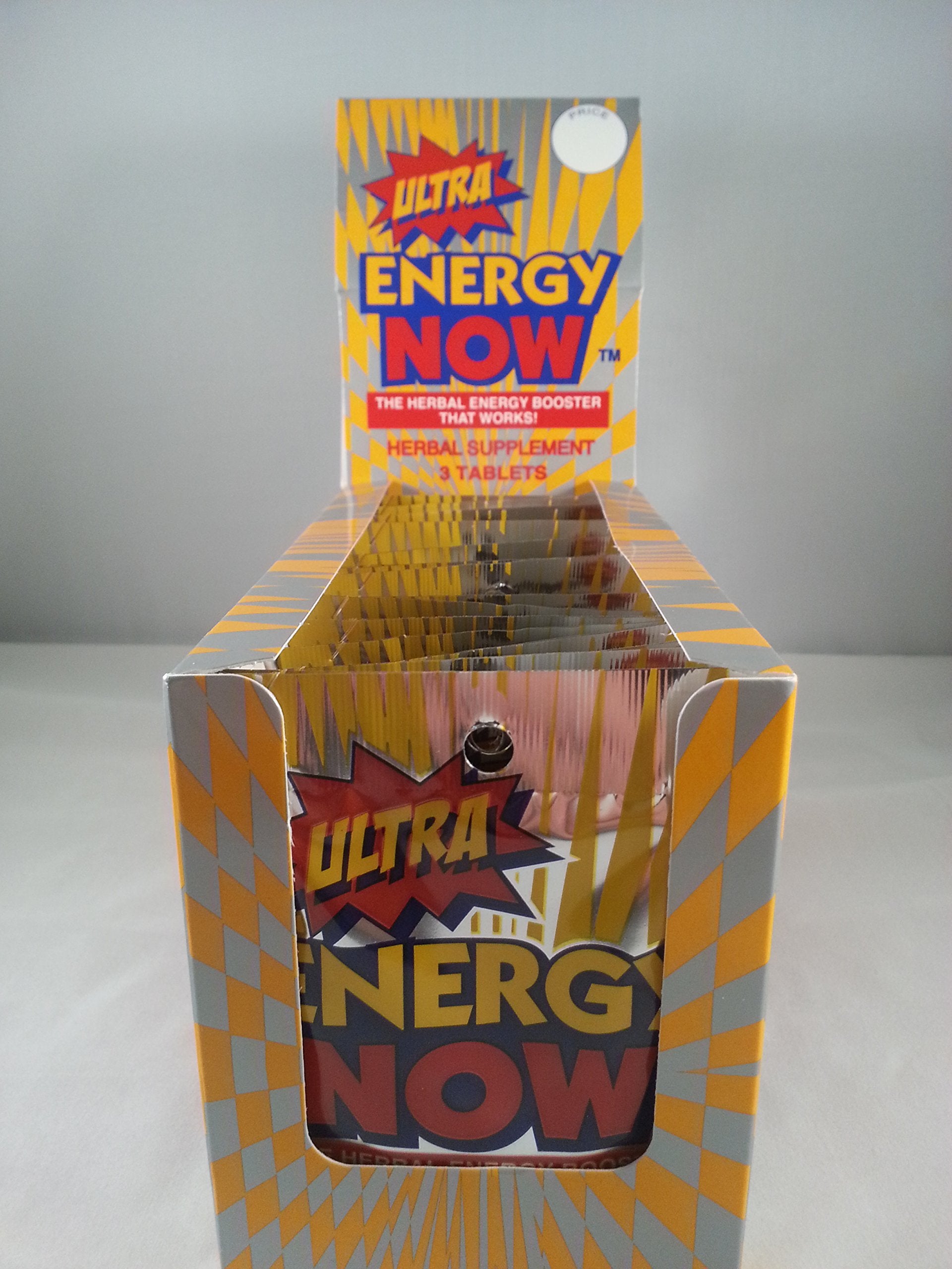 ULTRA ENERGY Now 3 tablets per packet close-up, ideal for quick boosts during workouts.
