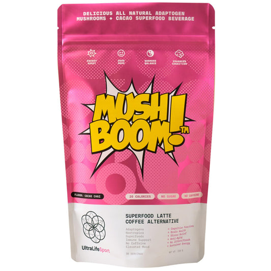 Ultra Life Sport MushBoom organic blend bag ready for a caffeine-free daily ritual
