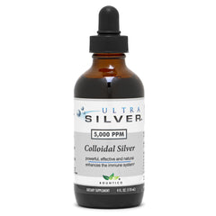 Ultra Silver colloidal silver bottle with dropper, easy at home use and storage stability.