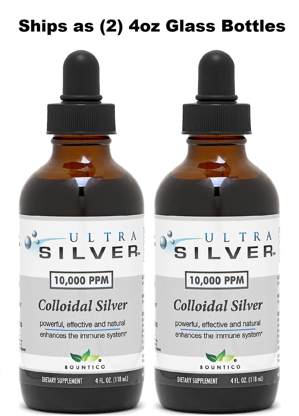 Ultra Silver dropper bottle with true colloidal silver for easy use