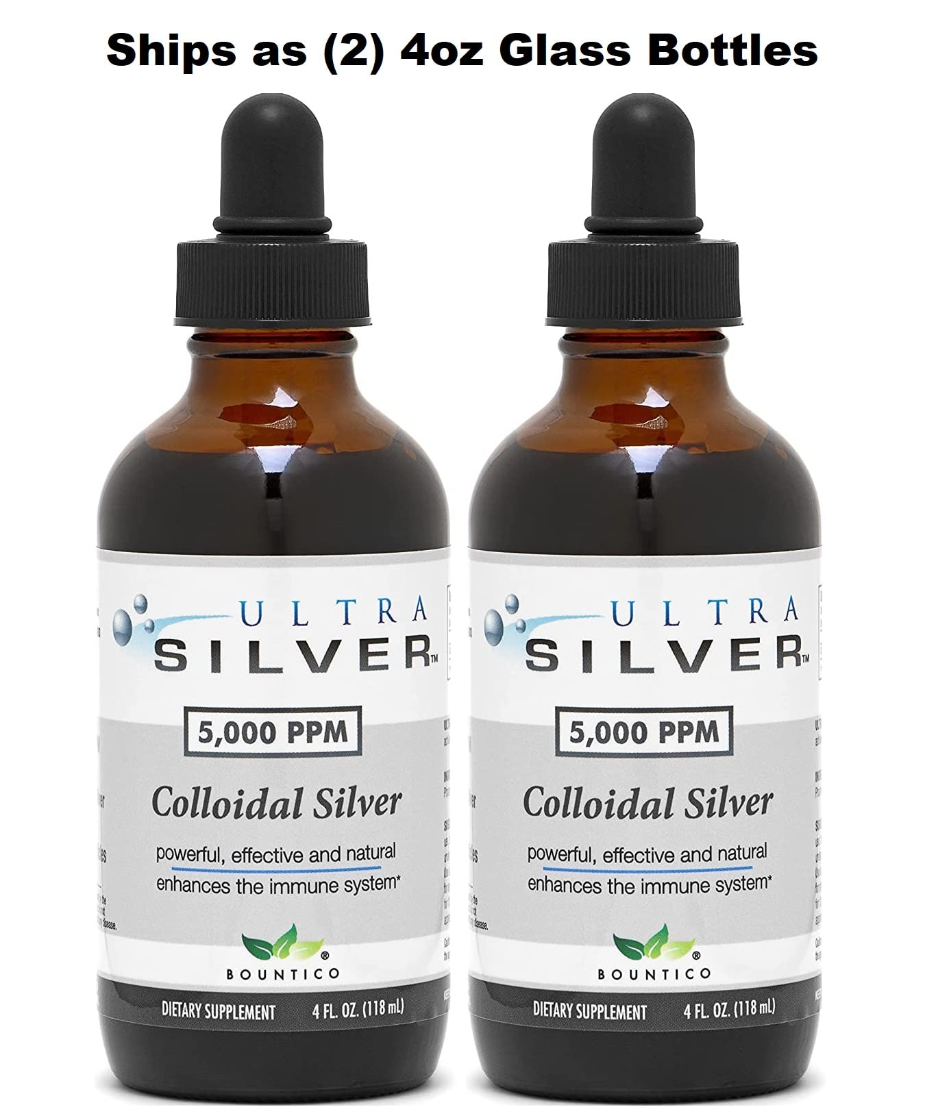 Ultra Silver Colloidal Silver dropper bottle closeup showing precise dropper for controlled use