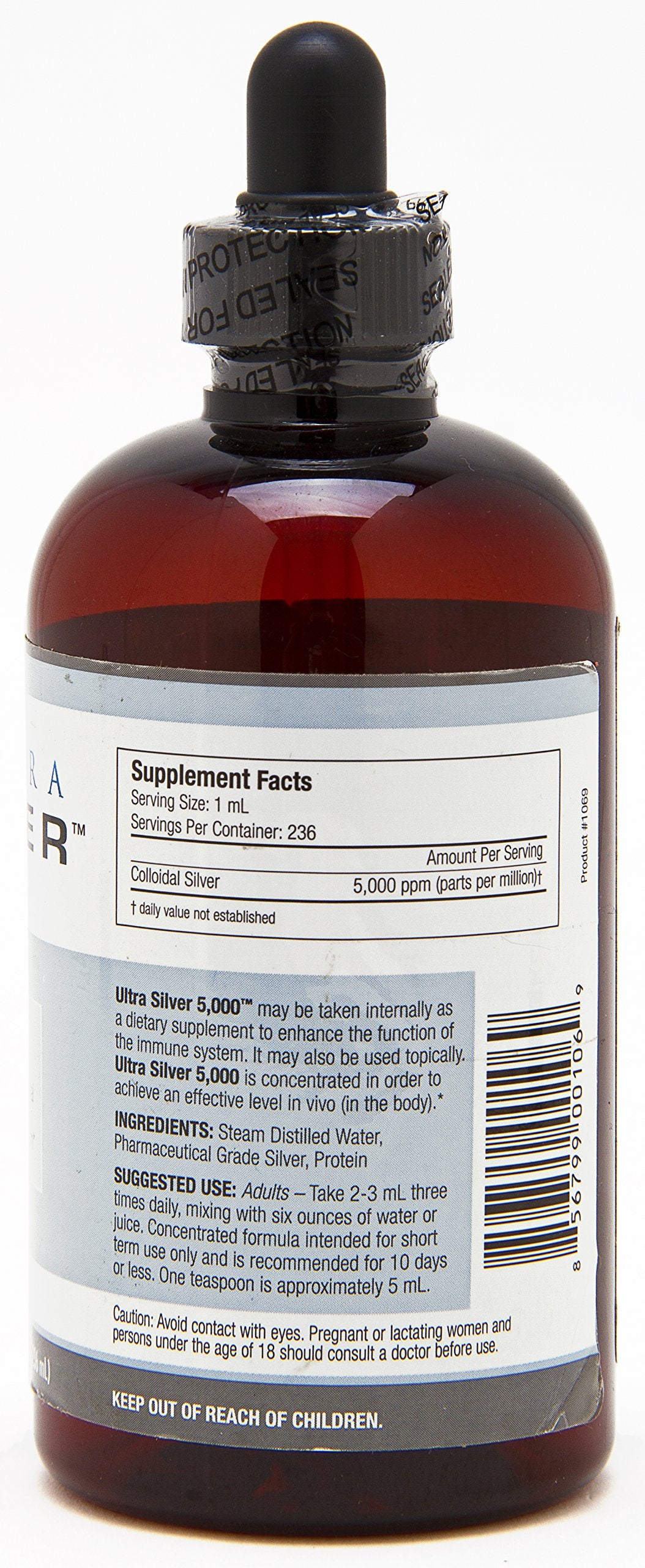 Ultra Silver Colloidal Silver label closeup with clear certification details
