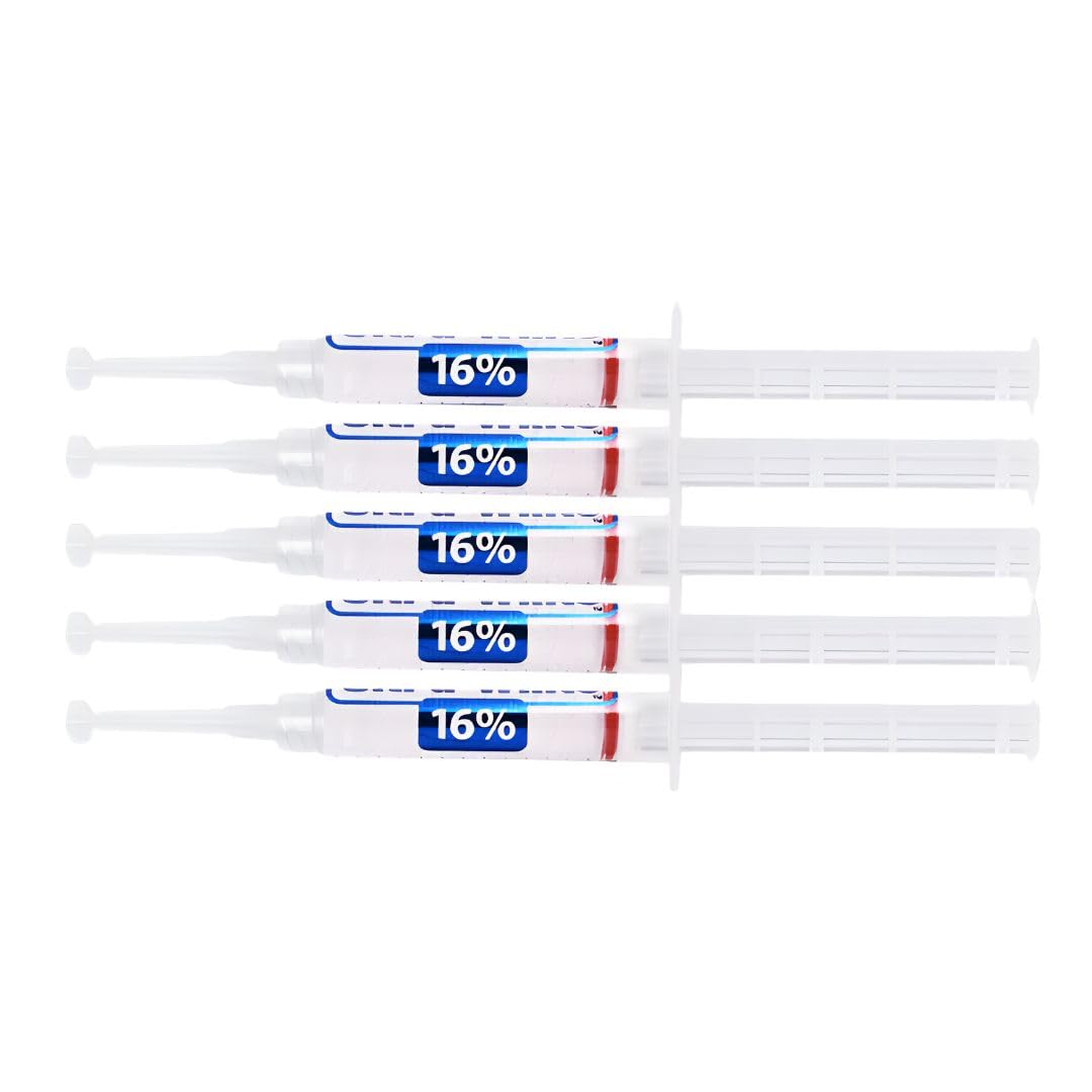 Ultra White 16% gel tubes in packaging ready for at-home whitening.