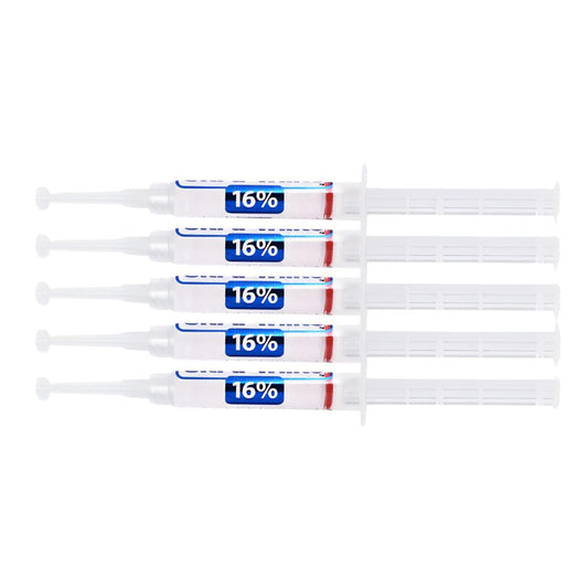 Ultra White 16% gel tubes in packaging ready for at-home whitening.