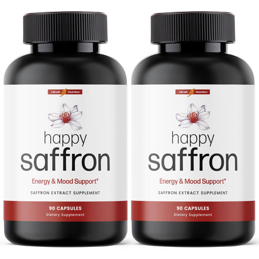 Ultra6 Nutrition Happy Saffron capsules support balanced mood and sustained energy.