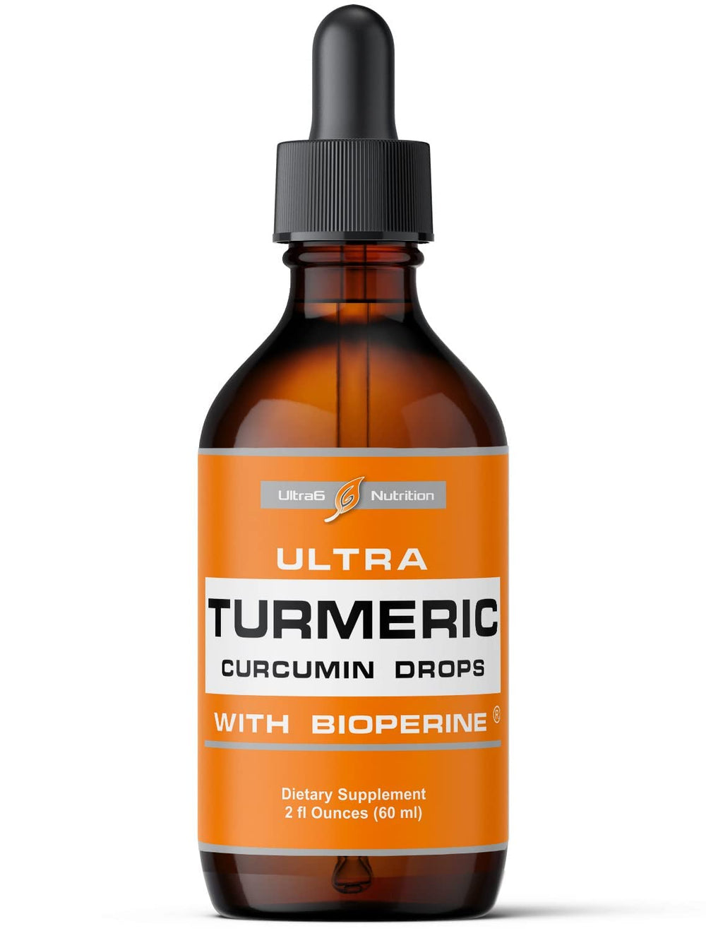Ultra6 Nutrition liquid turmeric bottle for easy daily dosing.