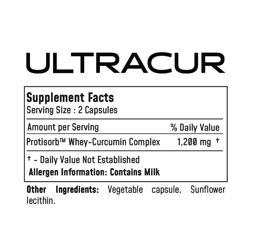UltraCur Curcumin Complex front label emphasizes Protisorb technology.
