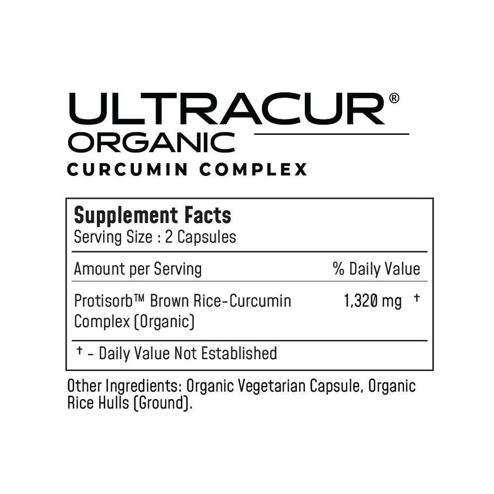 UltraCur Organic Turmeric Capsules bottle side view