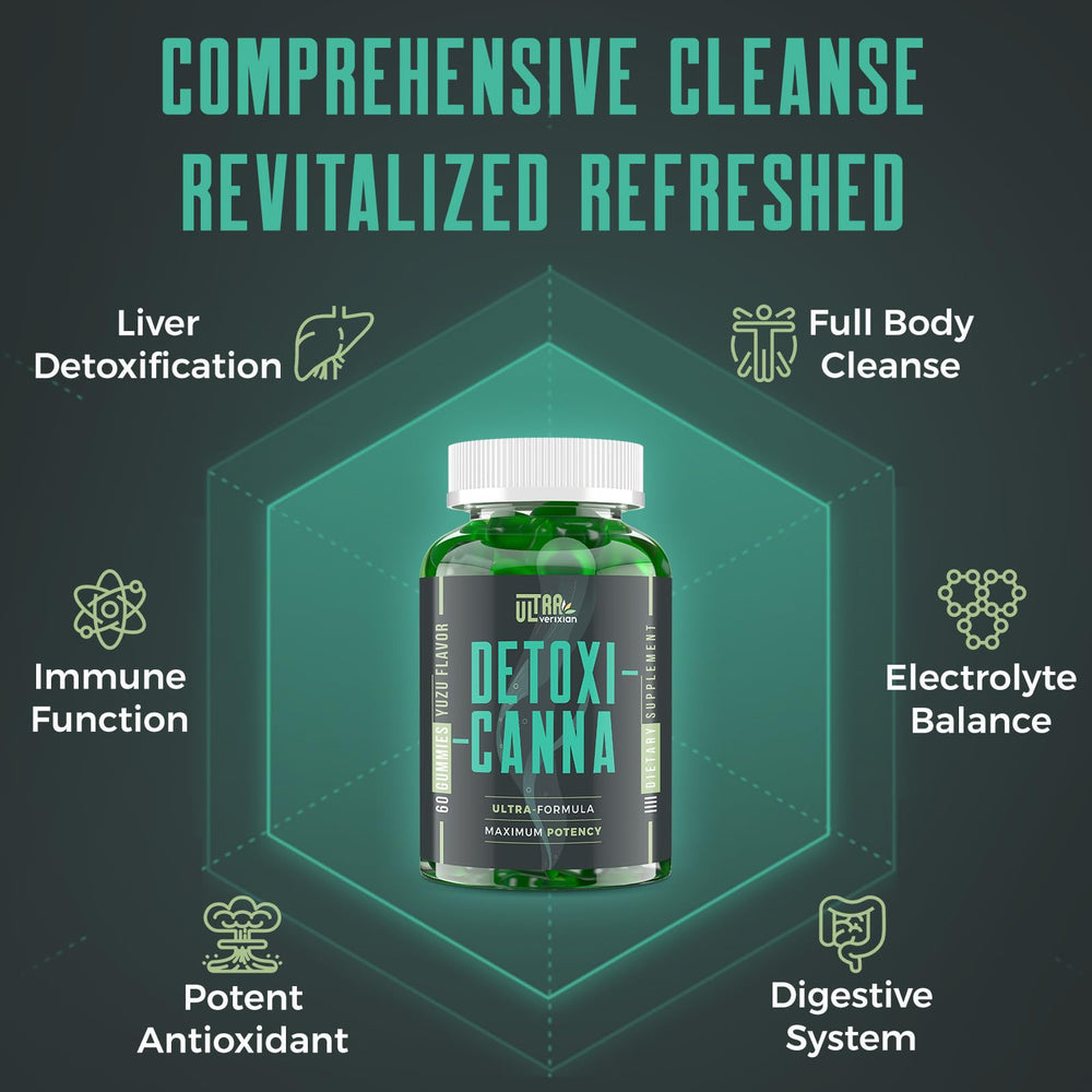 Ultraverixian Detox Cleanse Gummies with glass of water illustrate daily intake