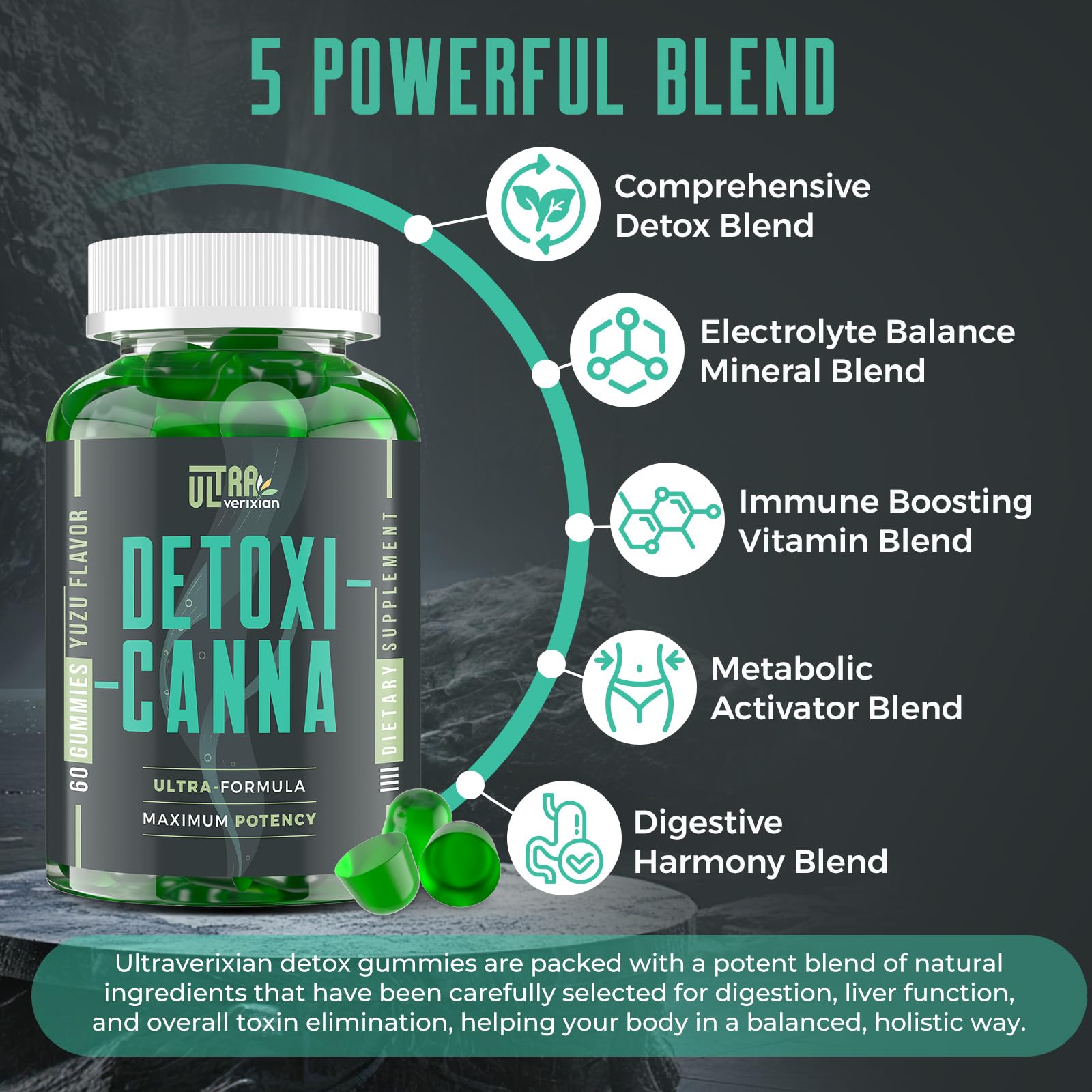 Ultraverixian Detox Cleanse Gummies ingredients chart highlight