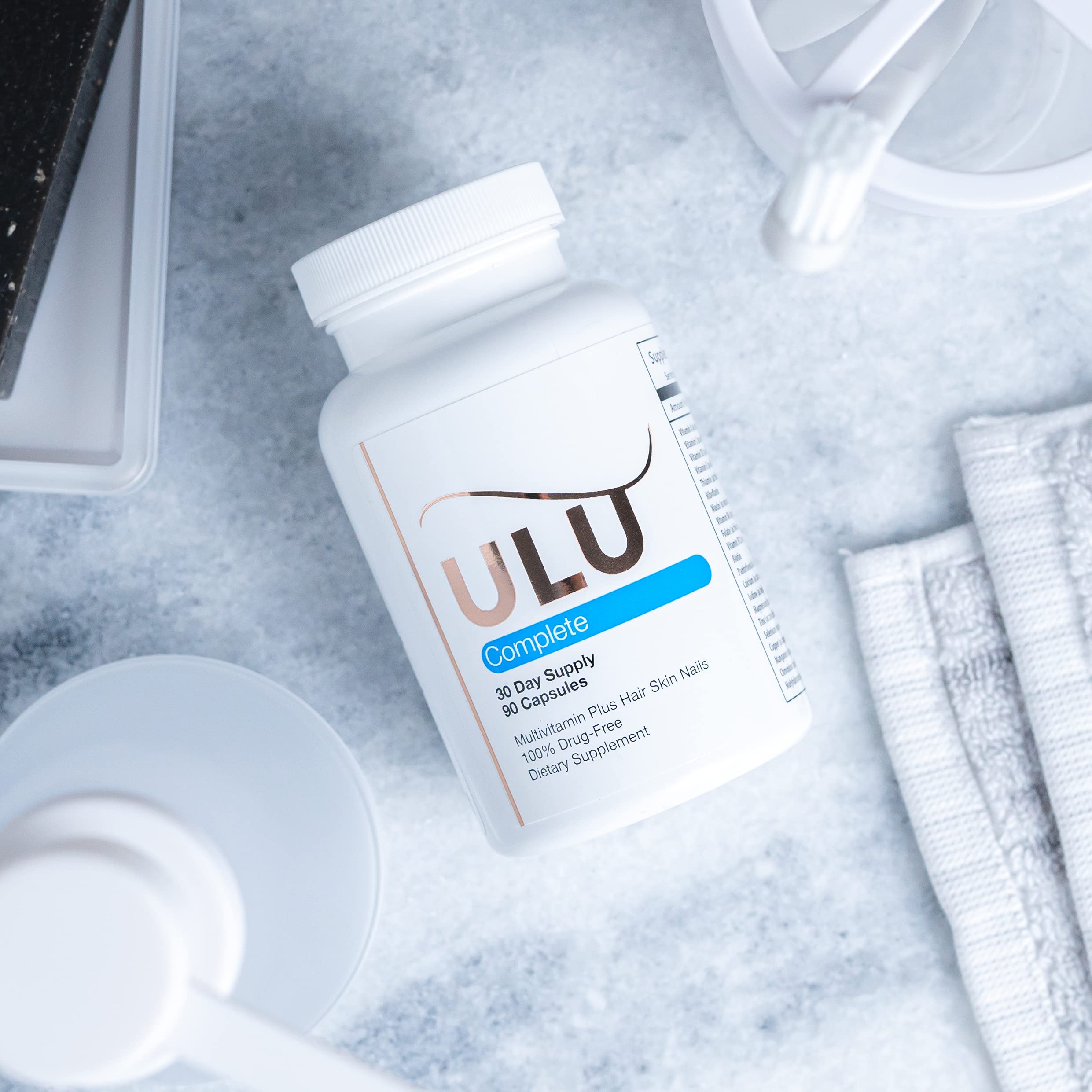 ULULIFE hyaluronic acid capsule closeup, hinting hydration for skin and joints.