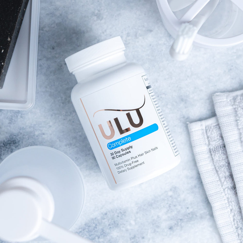 ULULIFE hyaluronic acid capsule closeup, hinting hydration for skin and joints.