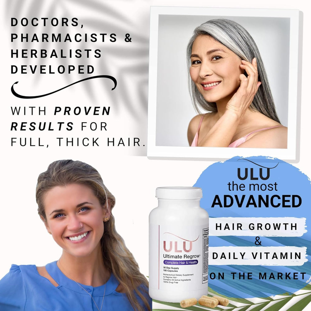 ULULIFE bottle cap close-up highlighting premium ingredients for hair health.