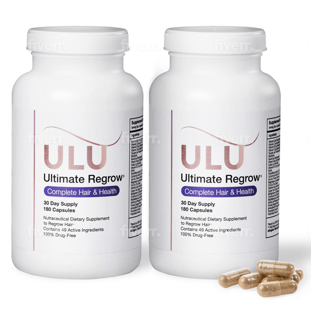 ULULIFE Ultimate Regrow multivitamin bottle front for daily hair, skin, and nails support.