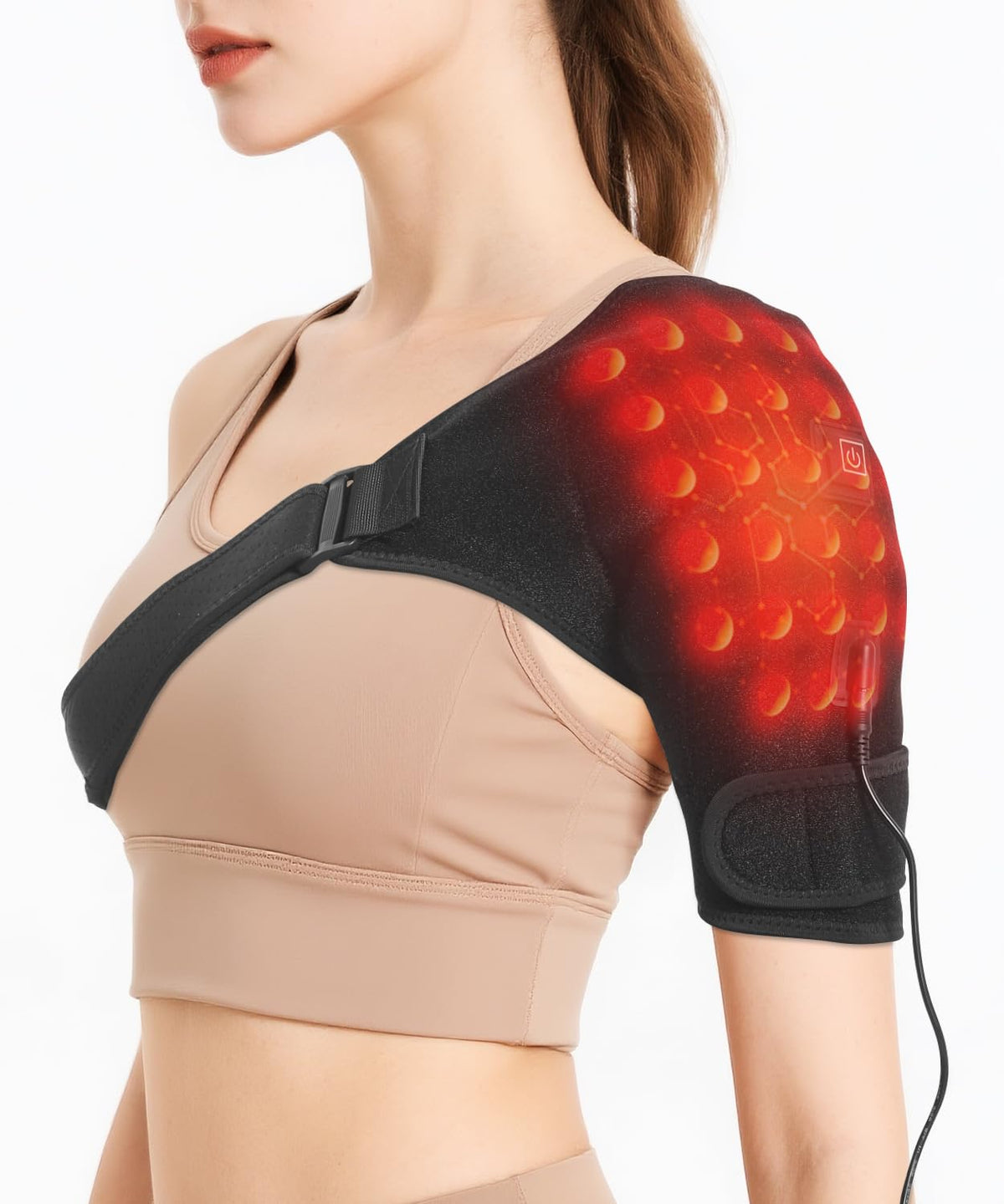 UMEBEAM Jade Stone Shoulder Wrap front view delivering targeted warmth for shoulder comfort.