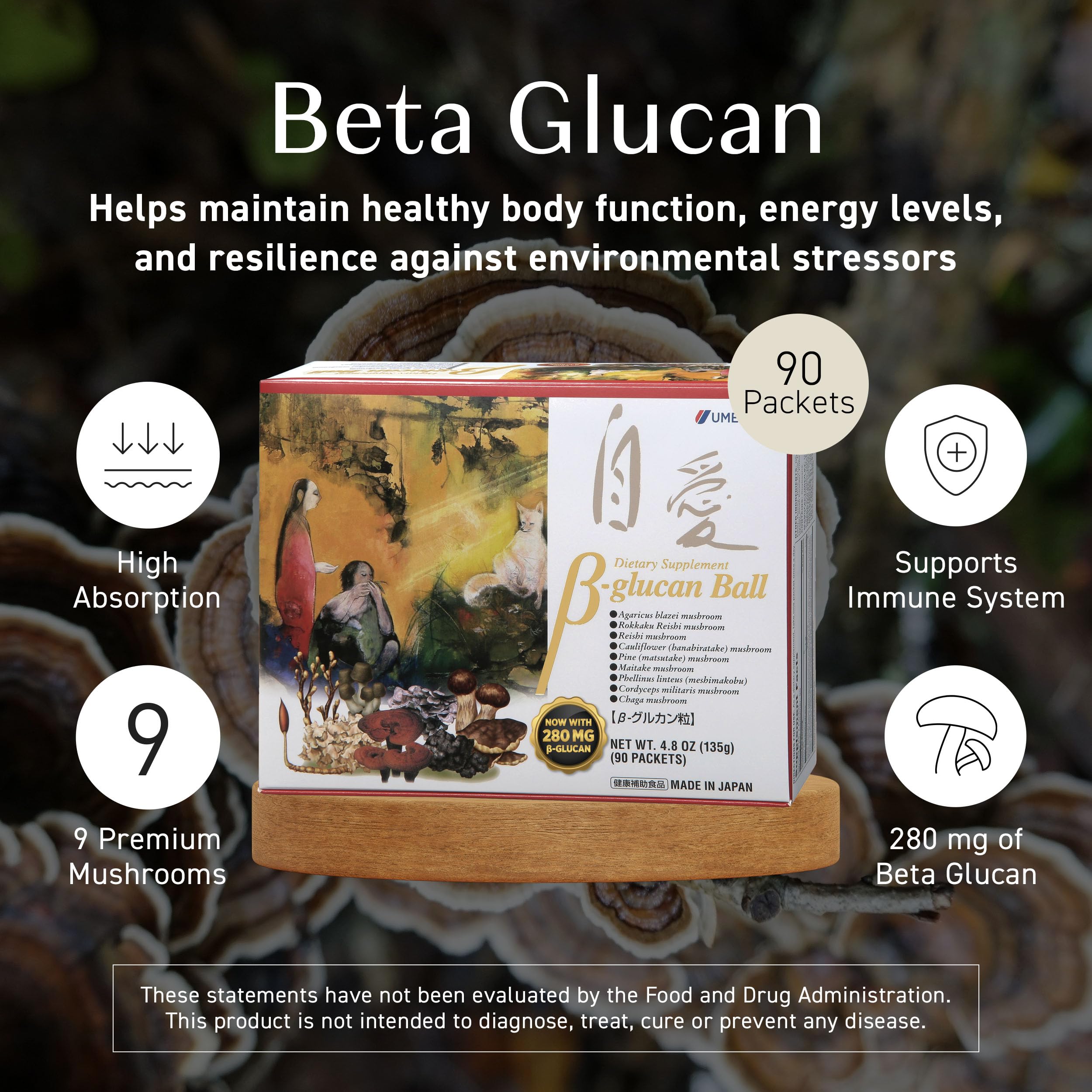 Closeup of Umeken Beta Glucan packets for easy daily intake
