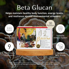 Umeken Beta Glucan packets outside the box for convenient daily servings