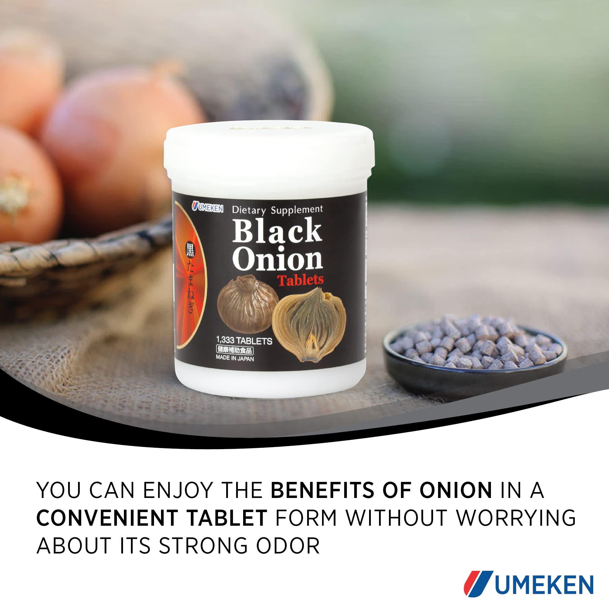 Umeken Black Onion packaging front with premium Japan-made label