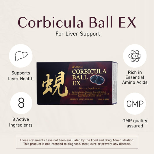 Umeken Corbicula Ball EX box back with ingredient highlights