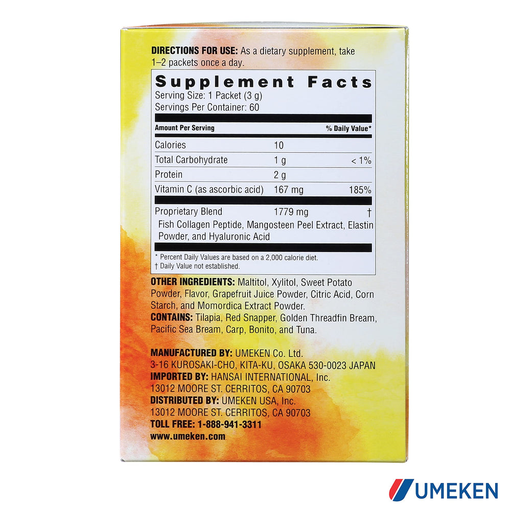 Umeken Elastin Beauty Powder product shot with Japanese-origin label