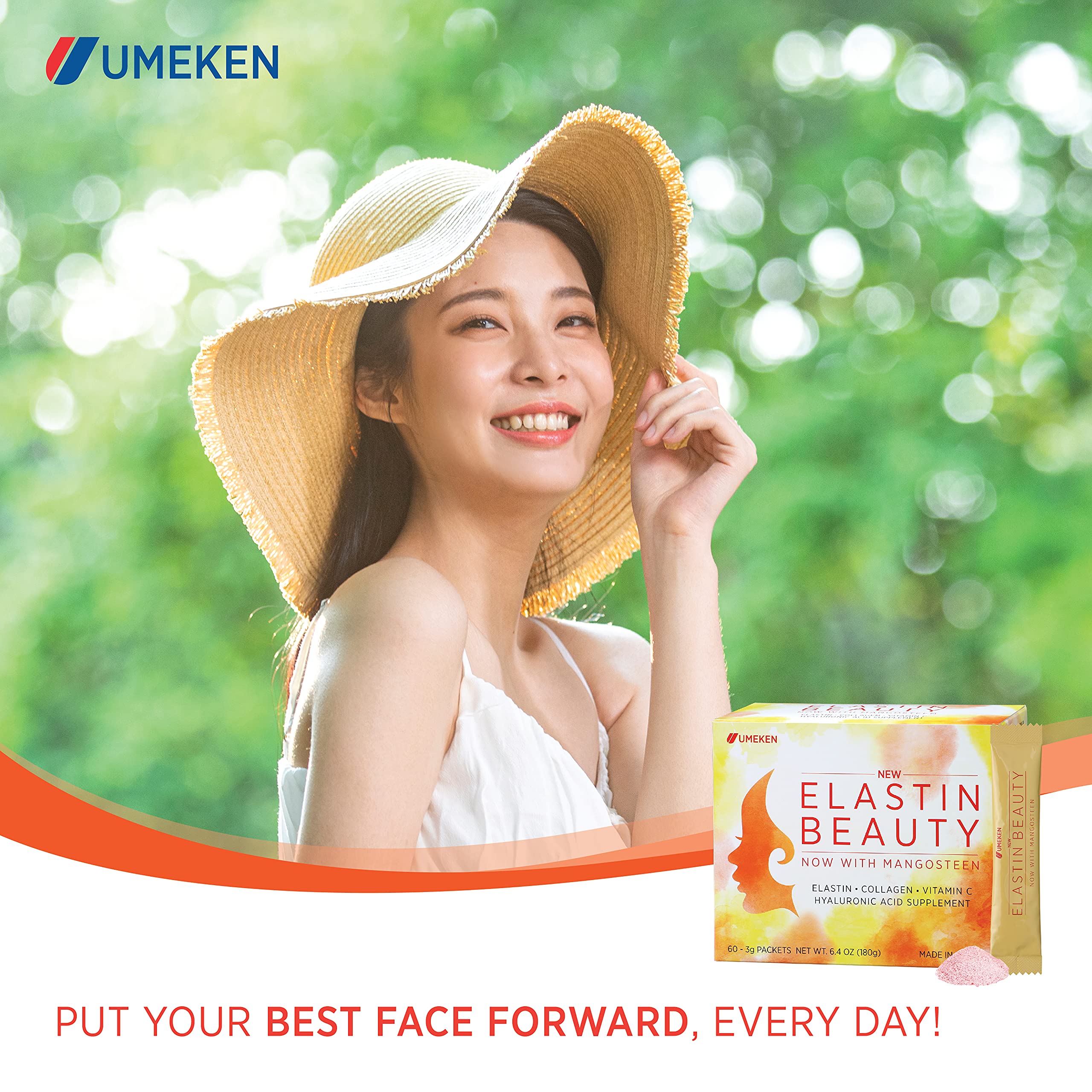 Umeken Elastin Beauty Powder two-month supply box and packets