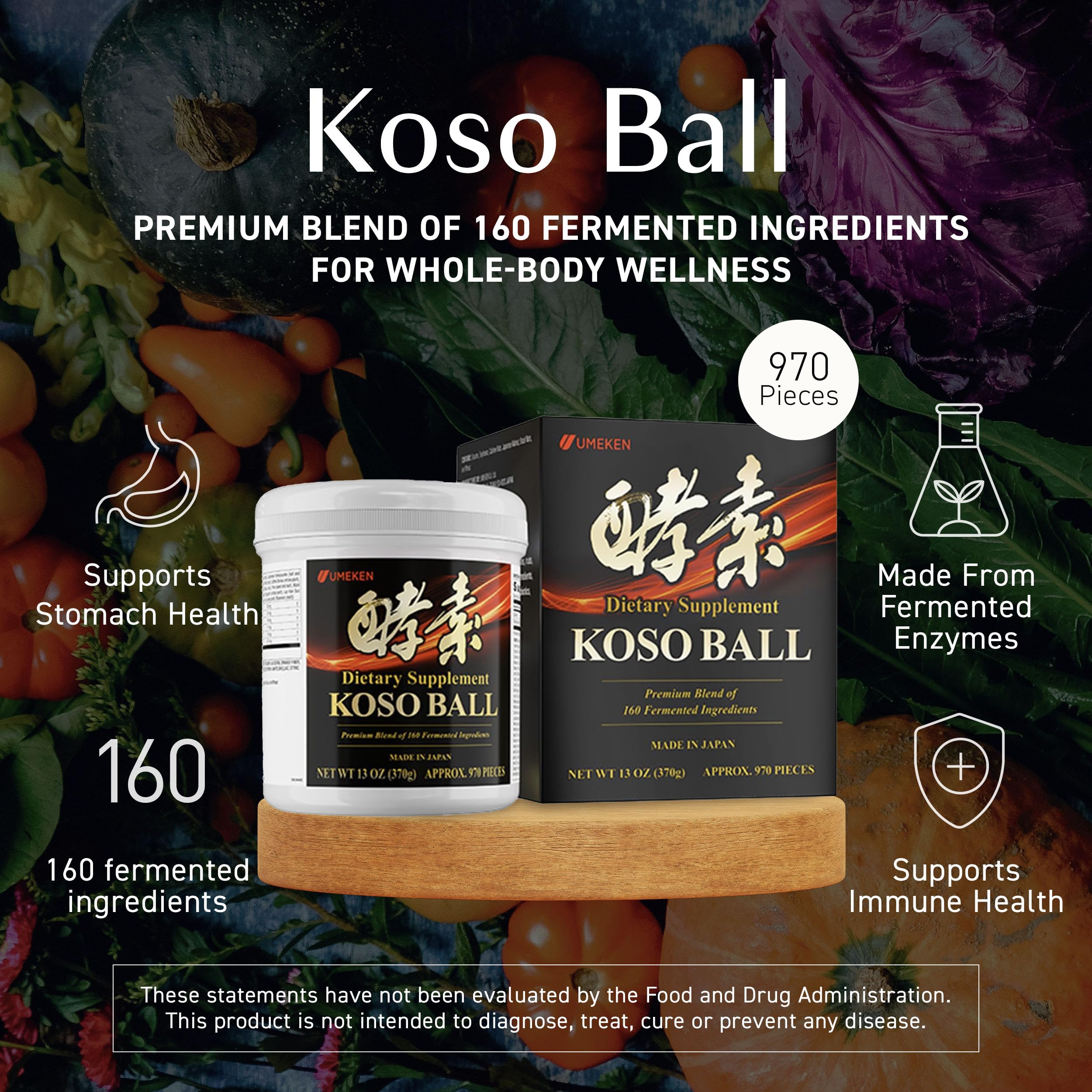 Umeken Koso Ball undergoing 3-step fermentation to enhance nutrients.
