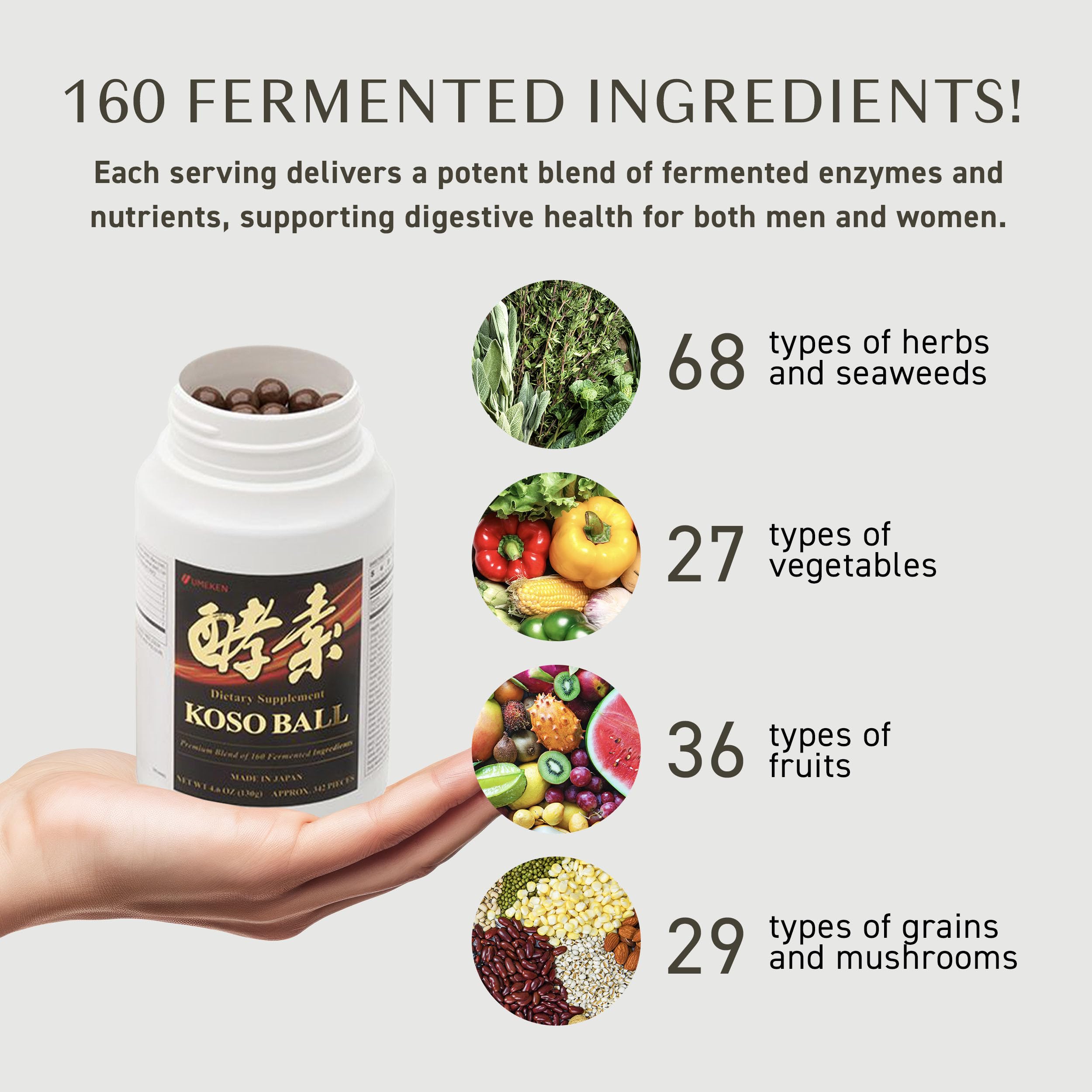 Brazilian-sourced ingredients fermented for digestive-friendly nutrition in Koso Ball