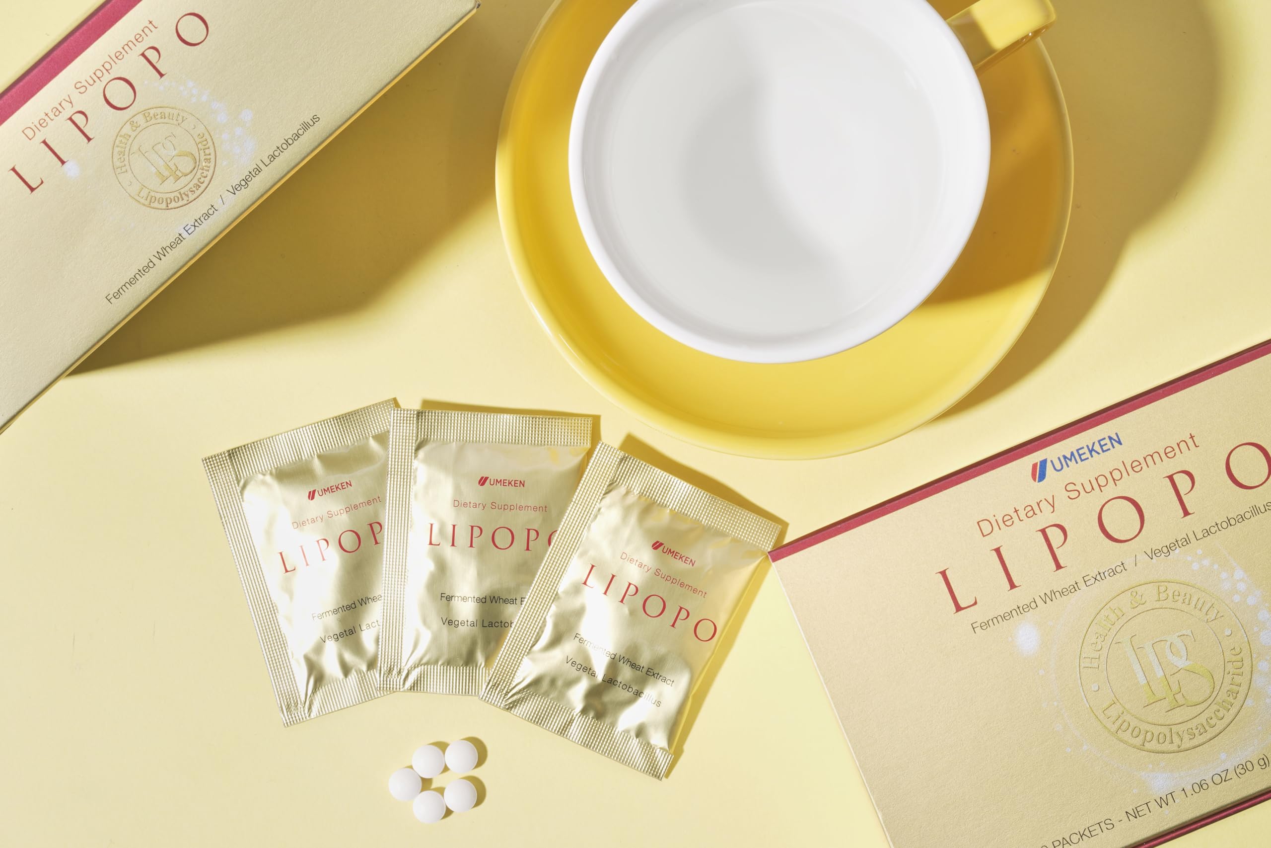 Umeken Lipopo ingredients: LPS, beta-glucan, and vitamin C for daily nutrition.