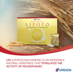 Umeken Lipopo ingredient panel featuring lipopolysaccharide for daily immune support.