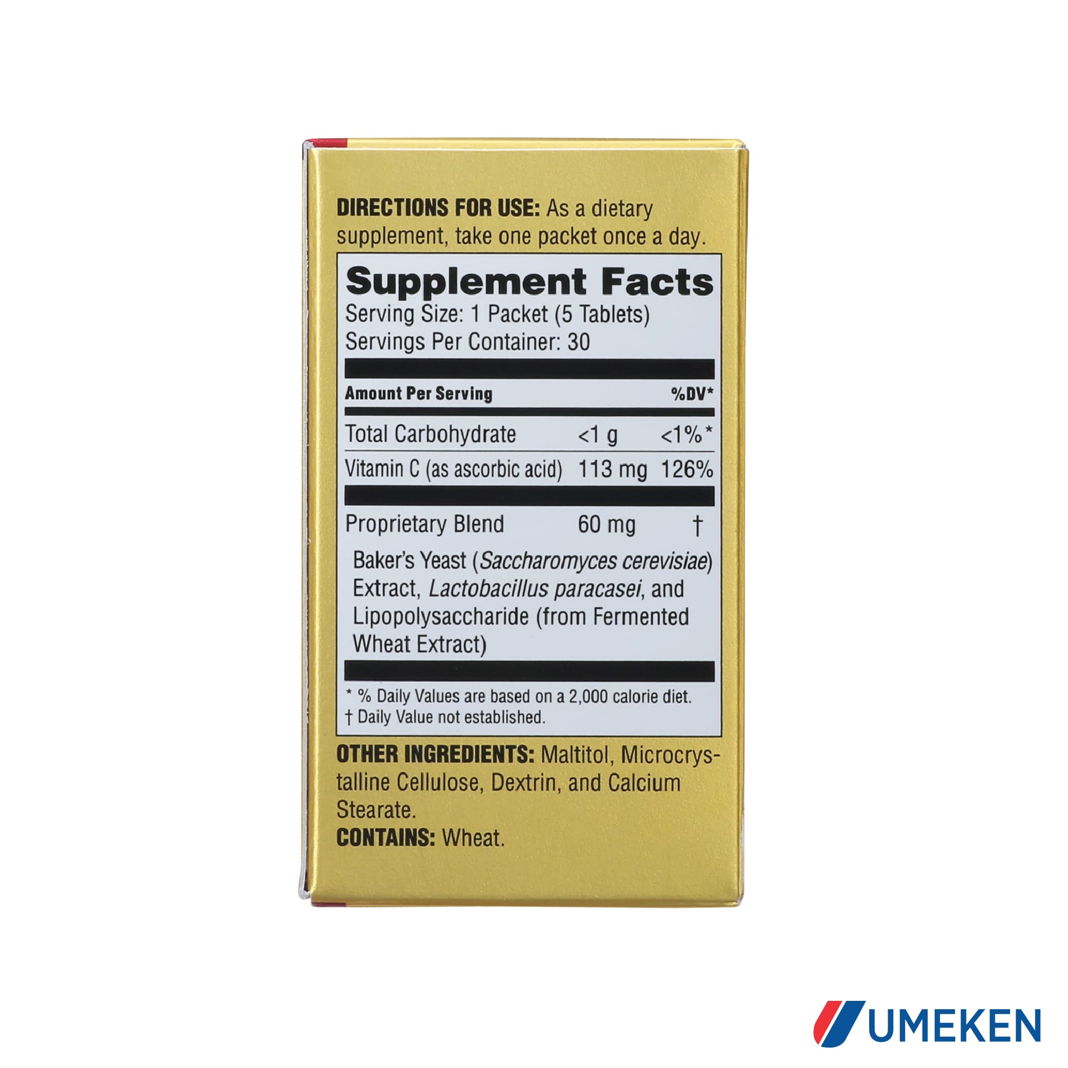 Umeken Lipopo packet closeup highlighting compact, travel-friendly packaging.