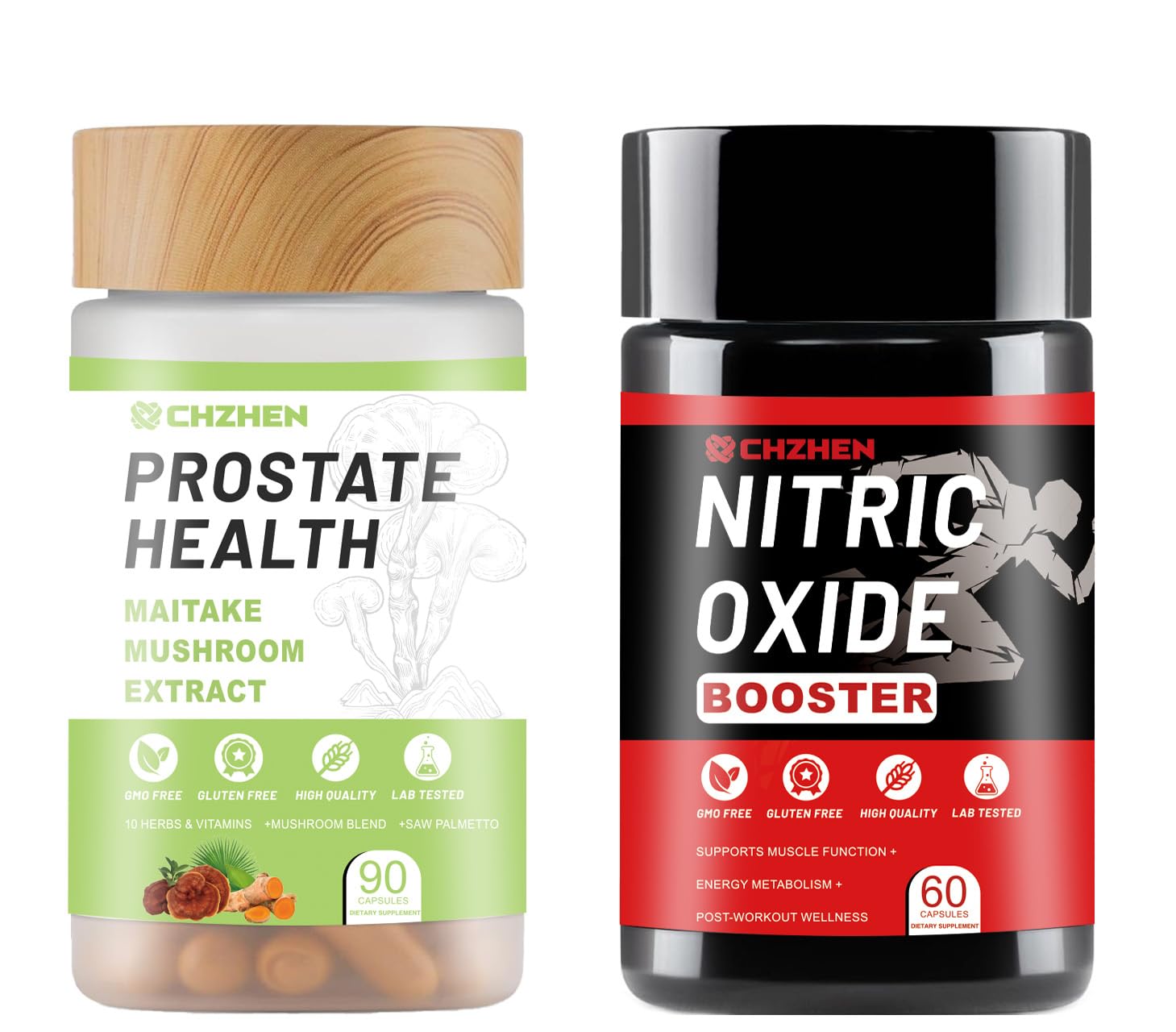 Umizze Prostate Health bottle label highlights saw palmetto and turmeric blend for urinary support.