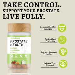 Umizze Prostate Health capsules close-up shows 3-in-1 formula for prostate wellness.
