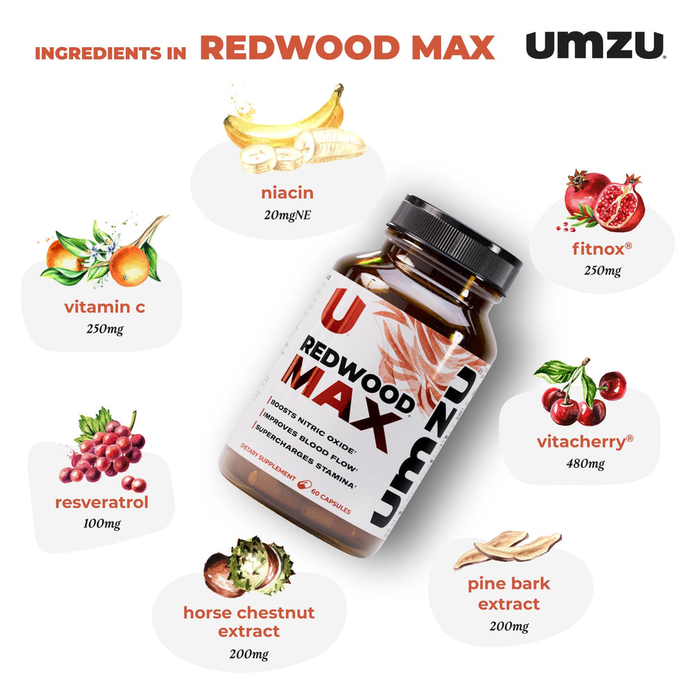 UMZU Redwood Max capsules inside the bottle for easy daily use