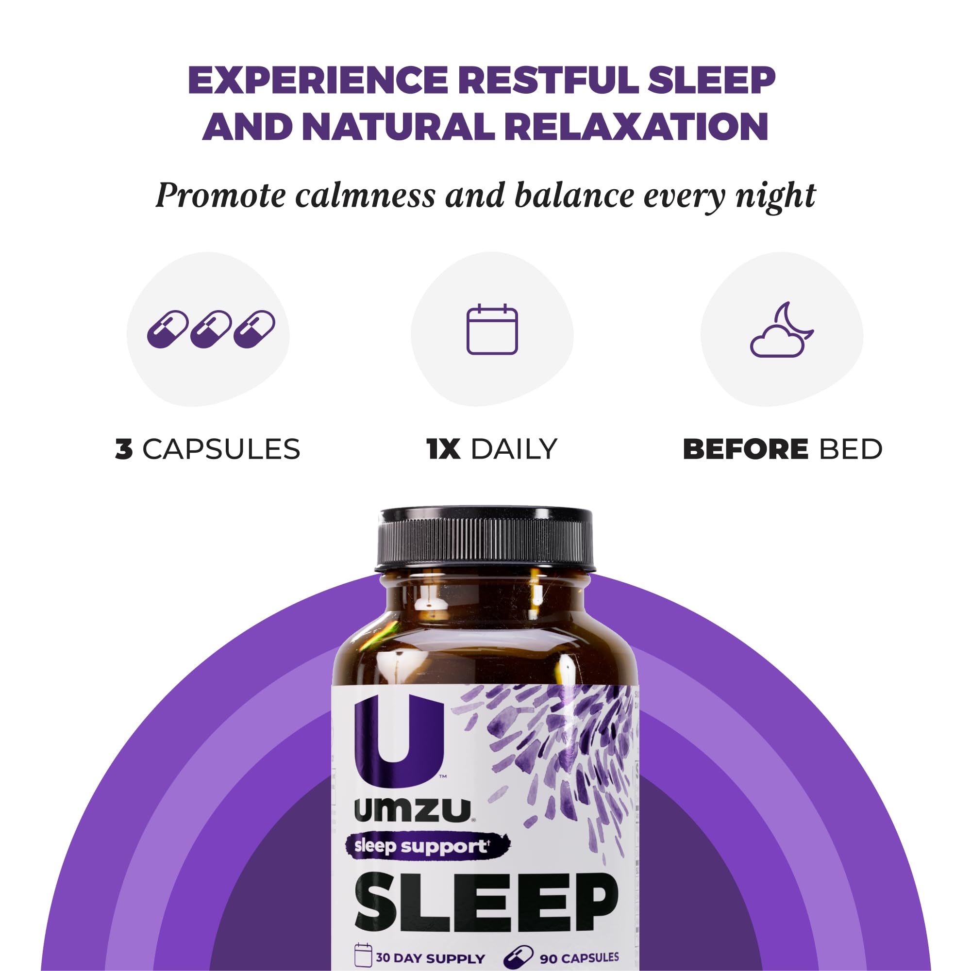 UMZU Sleep capsules poured to illustrate daily dose.
