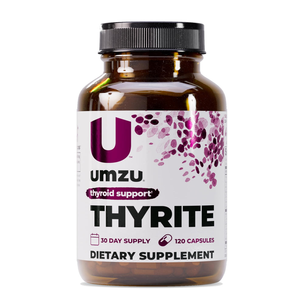UMZU Thyrite bottle front view shows convenient daily thyroid support