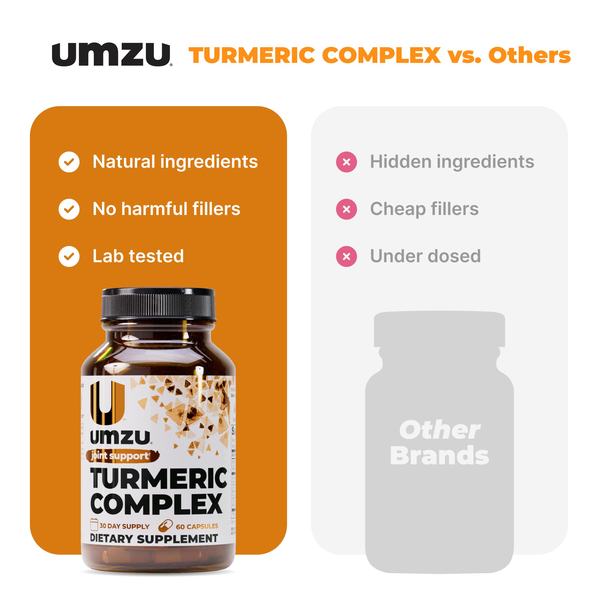 UMZU Turmeric Curcumin packaging highlights antioxidant balance for everyday wellness