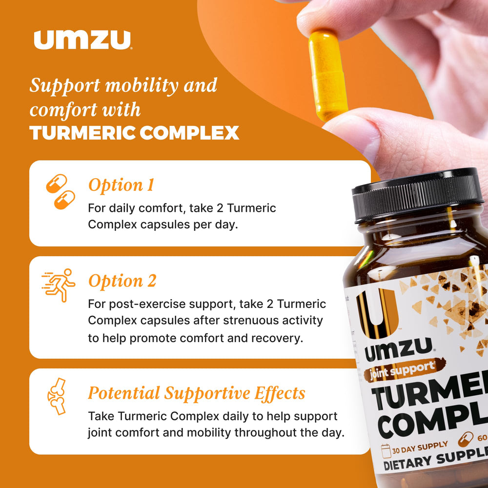 UMZU Turmeric Curcumin on desk demonstrates easy integration into a morning routine